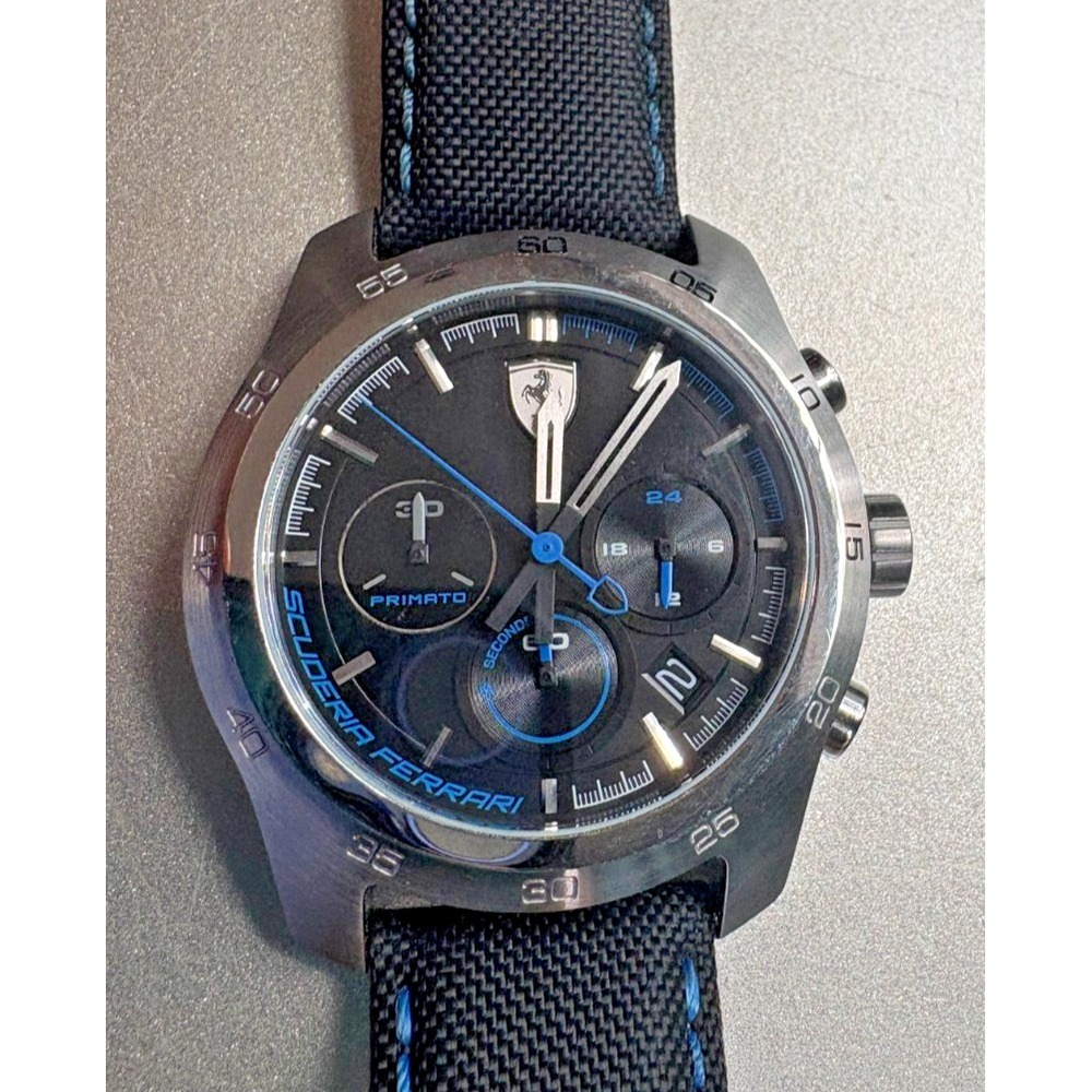 Ferrari Scuderia Black blue stainless Leather band men's watch Chronograph